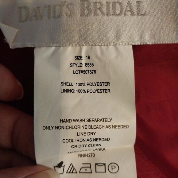 Vtg Davids Bridal Party Dress 16 Red Satin Lined Bridesmaid Prom Formal Holiday - Picture 9 of 10